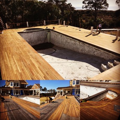 Refinishing IPE decking for a project on Kiawah Island SC