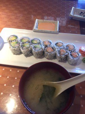 California roll and spicy crab roll