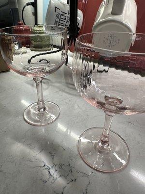 Pink coupe glasses.