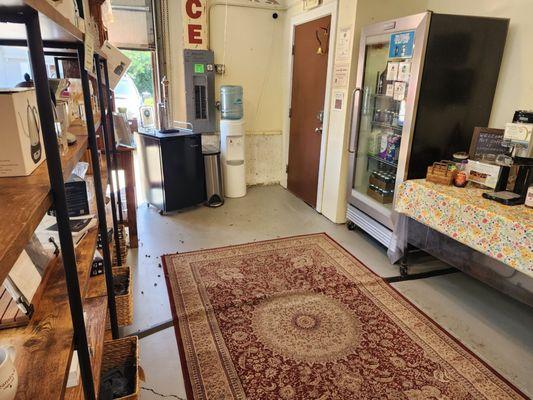 Reception area and complimentary brew of the day