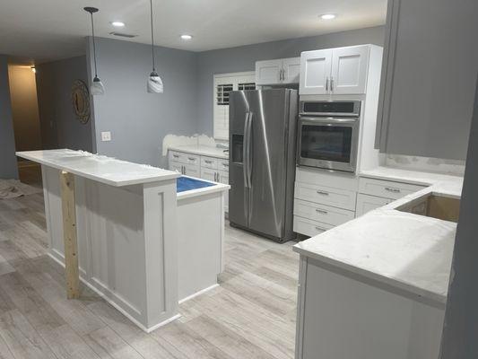 Beautiful new flooring in my kitchen, bathroom area