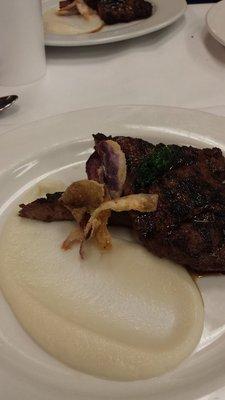 Hawaiian/Aussie Fusion-Filet Mignon w/Parsnip Puree & Fried Parsnip Garnish