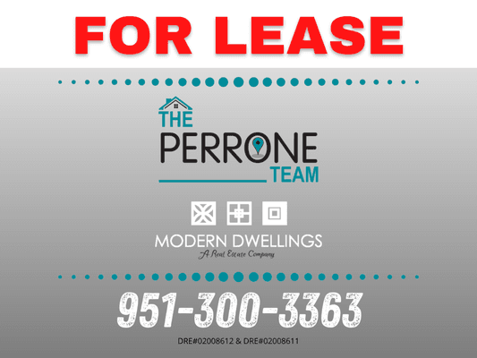 951-300-3363 phone number and logo graphic for The Perrone Team.