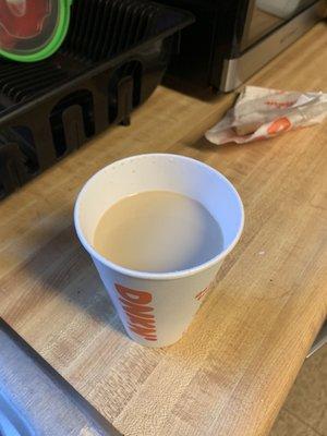 Horribly made coffee mostly cream. Had to throw it away.