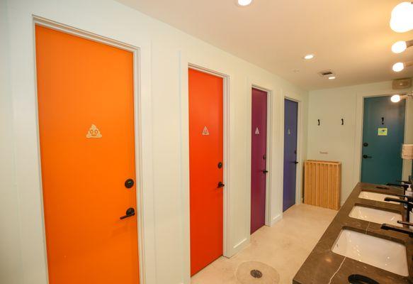 Our colorful bathrooms, including two showers, are stocked with Ursa Major products