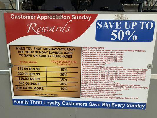 Family Thrift Center discount system