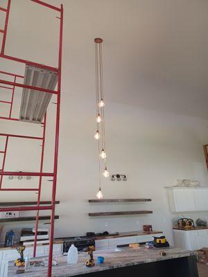 Custom pendant fixture from Europe with custom blown bulbs!!!