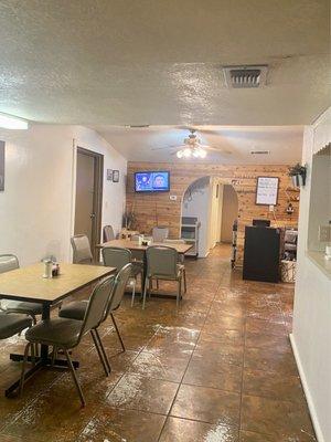 Entry way, floors are clean as well as the restrooms.