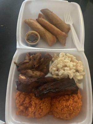 Pork ribs and chicken combo with lumpia