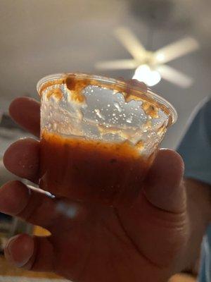 A scantly filled marinara sauce.