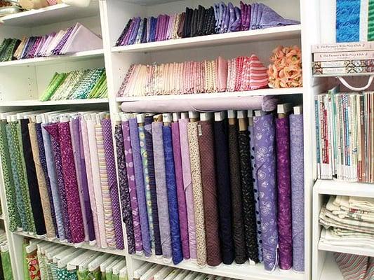 The purple section. A lot of fabrics are arranged by color to help you pick similar shades.