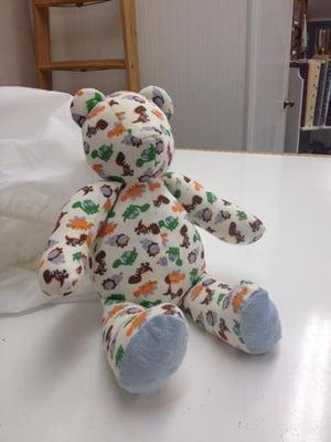 Keep Sake Bear  made out of onesie.  Got a project, give us a call.