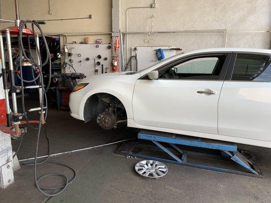 One of our valued Customers getting a new pair of tires. Thank you for your support!