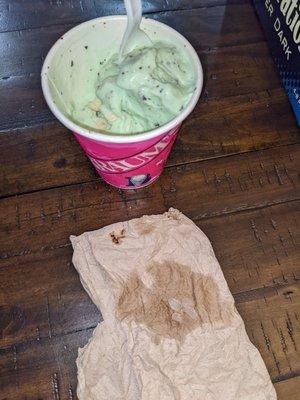 The mint chip ice cream and the plastic shards that were found in it