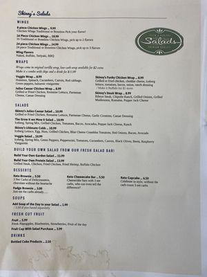 Skinny salad menu