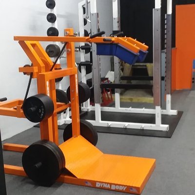 Squat machine made by DynaBody fitness equipment,  they also have Hammer Strength equipment and lots of cardio equipment.