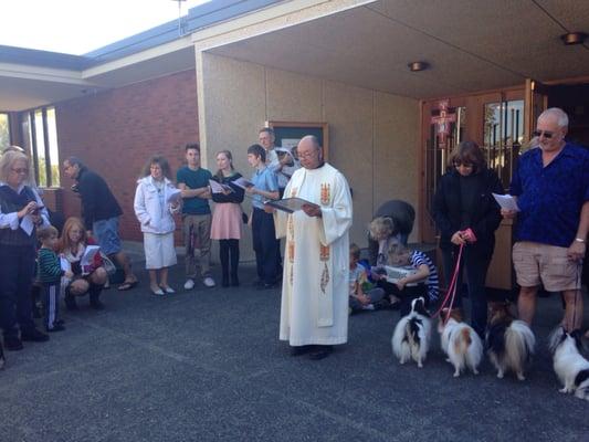 Father Hyatsu was reading a prayer with the community for the blessing of the animals on St Francis of Assisi Feast Day.