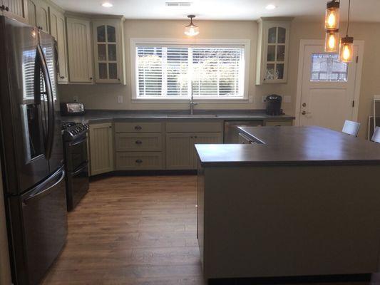 Kitchen cabinets built by Micah in our new house. The pictures don't do it justice. They are a beautiful sage green.