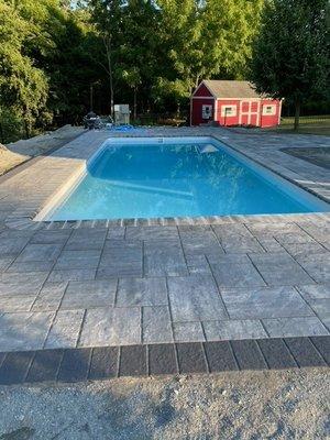 Genest pool patio, Unilock coping