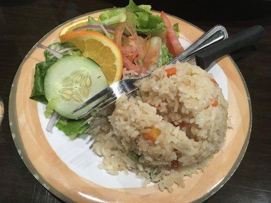 Rice and salad - served with the Chapuzon entree.