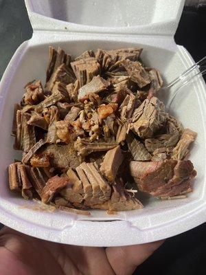 nasty cubed dog food called sliced brisket