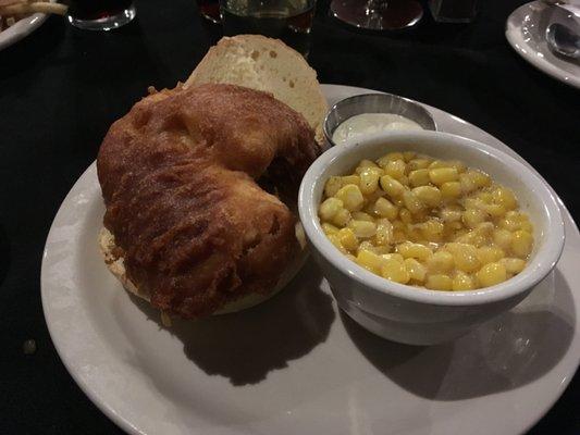 This Haddock Fish sandwich was as large as most others fish fry!  The seasoned corn is to die for!!!