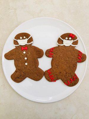 Gingerbread couple wearing masks! So cute!!