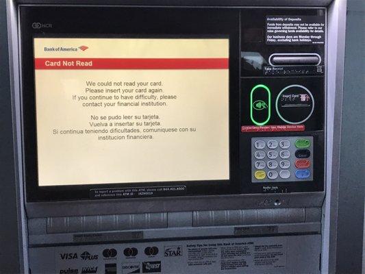 ATM issues AGAIN!!!  Both the drive-thru and walk-up ATM's had this message even before entering a card!