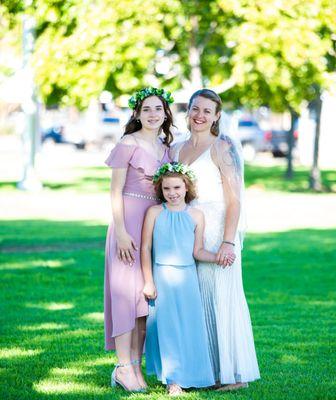 Blue dress hemmed and my wedding dress hemmed and taken in by over an inch!