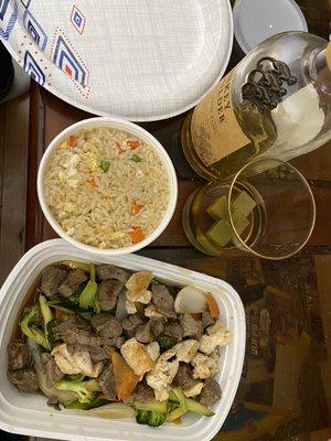 Chicken and steak Hibachi with fried rice