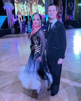 PRO DANCE LA co owner Iaroslav with his Pro/Am Student during Hollywood Dancesport Championship 2023