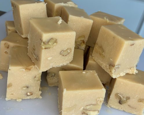 Maple Walnut Fudge using pure maple syrup