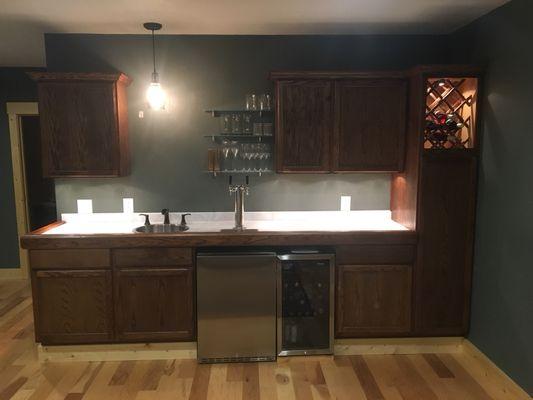 Great new wet bar in the basement den