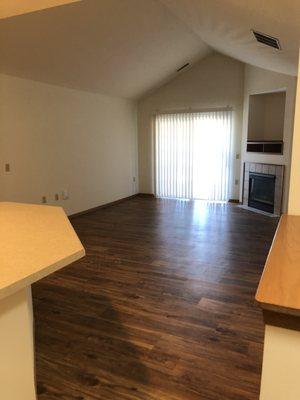 Vaulted ceiling in living room