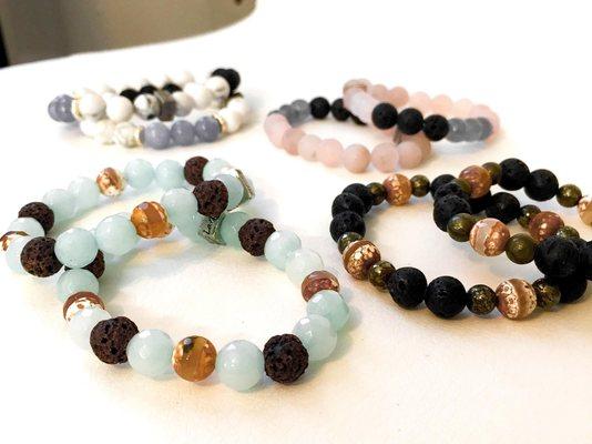 Essential oil-diffusing lava bracelets for anxiety, sold by Intu It