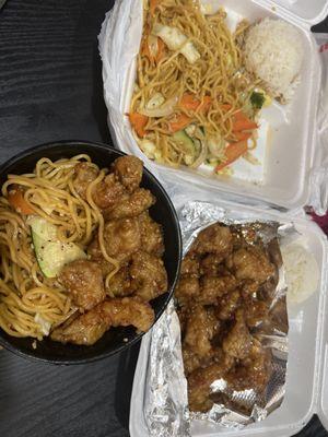 Veg yakisoba, Honey Garlic Chicken