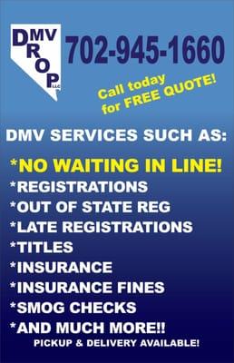 Don't wait in line! Call DMV Drop after your Smog!