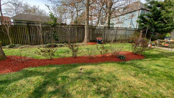 Residential Property Red Mulch Installation