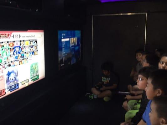 Kids inside game truck