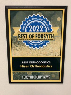 Hiser Orthodontics Best of Forsyth 2022