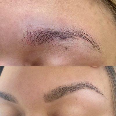 Before & after eyebrow shaping and tinting!