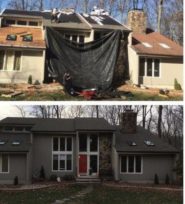 Re-Roof before & after