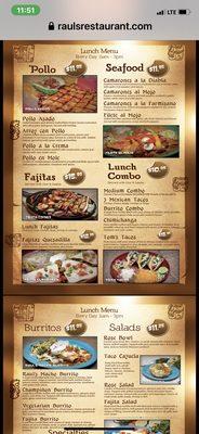 Lunch menu