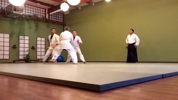 Trying to take Josh down! Hand deflections are key in this style of aikido