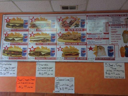 The menu for phillie's original