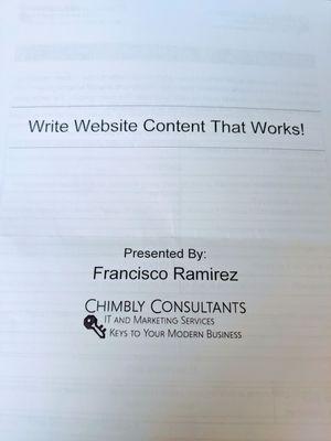 Write Website Content That Works! by Francisco Ramirez for Chimbly Consultants