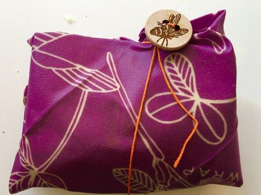 My sandwich Wrapped up in Bee's Wrap-Purple Clover Design