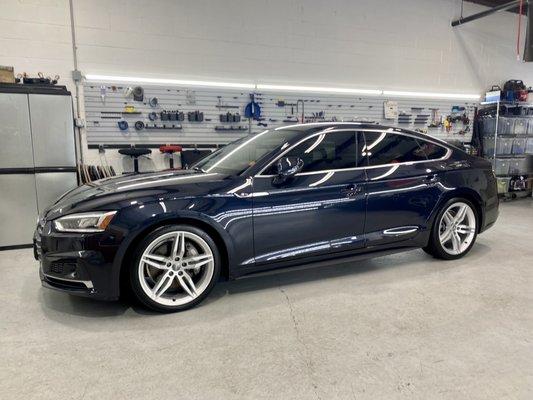 2018 Audi A5 with paint correction and graphene gloss coating.