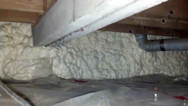 A crawl space insulated with Icynene, by Victory Spray Foam.