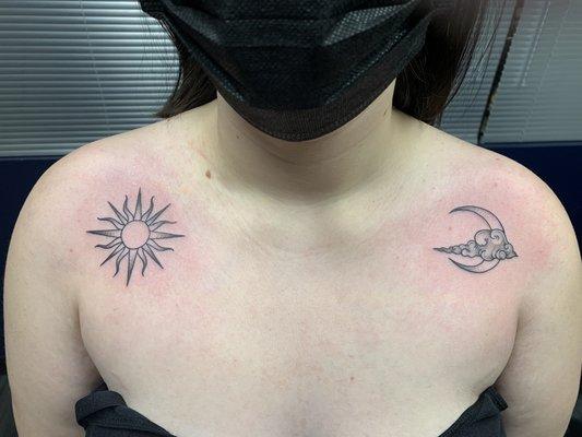 Sun and moon tattoo